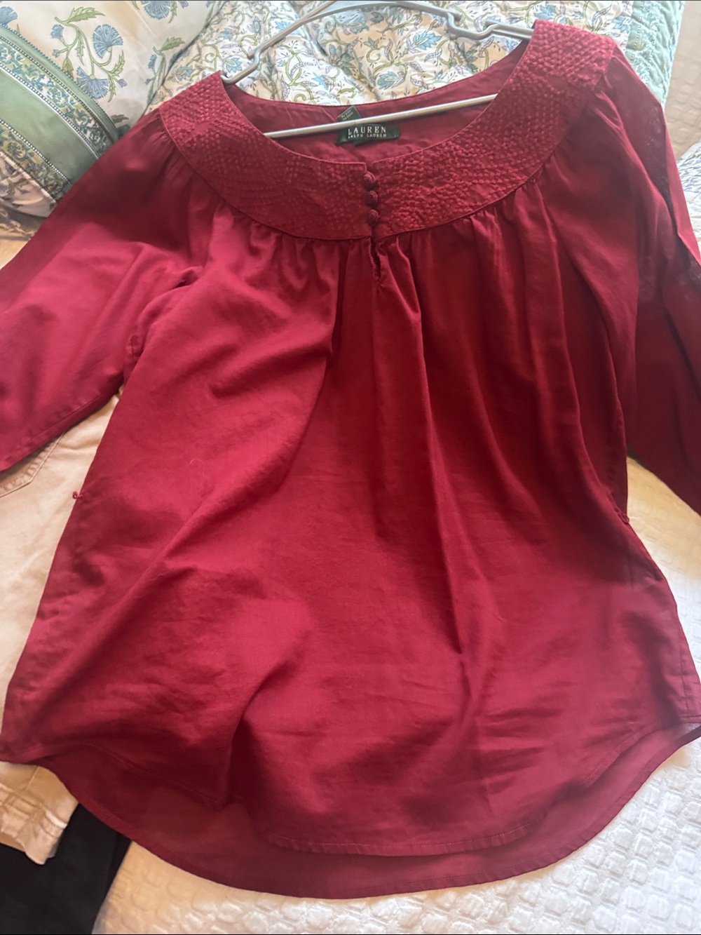 Lauren Ralph Lauren Red Peasant Blouse